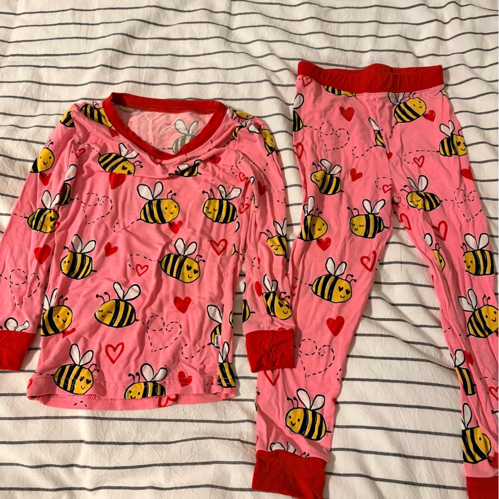 Little Sleepies Pink Bee Print Pajama Set - 3T